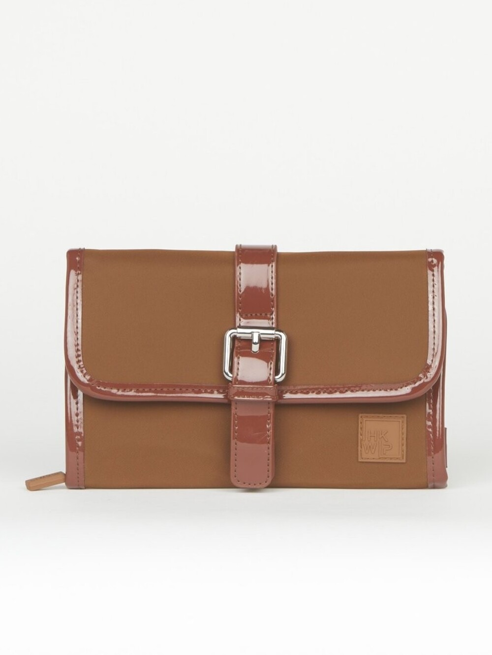 RFID Wallet w/Patent Trim Mocha Brown